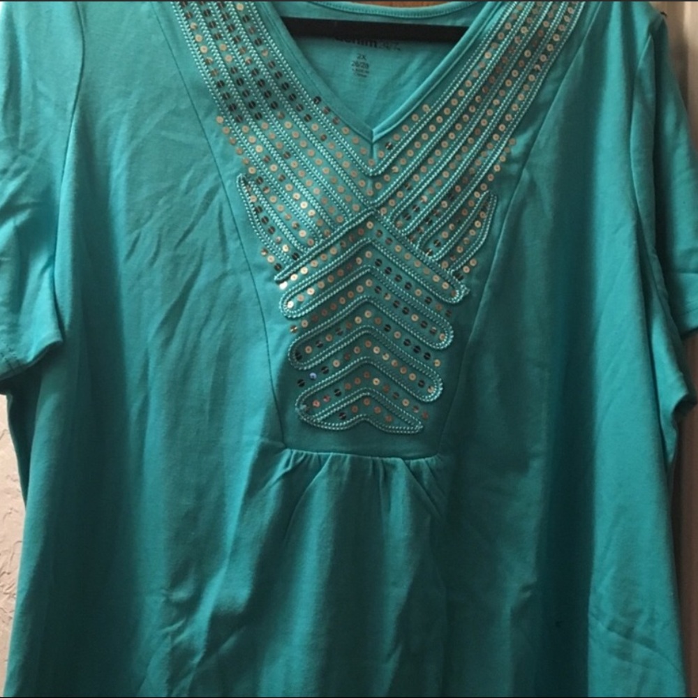 Teal sequin mermaid women’s plus size top 2x NEW!!